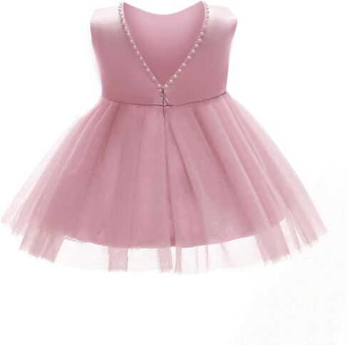 Baby Girls Formal Dress with Large Bowknot Tulle Backless Satin Party Birthday Baby Flower Girl Dresses in Saudi Arabia