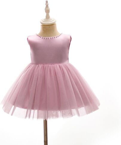 Baby Girls Formal Dress with Large Bowknot Tulle Backless Satin Party Birthday Baby Flower Girl Dresses in Saudi Arabia