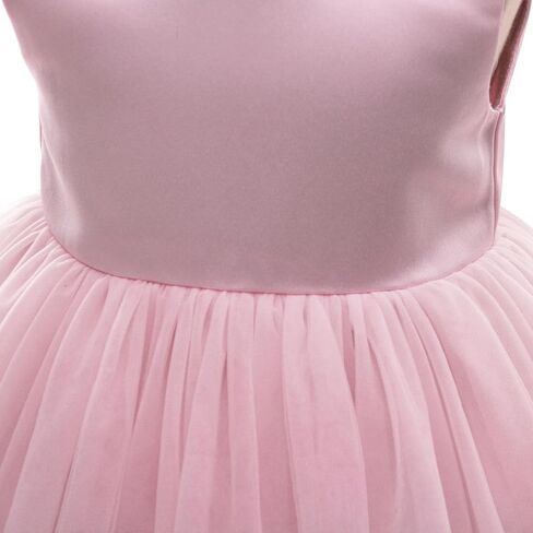 Baby Girls Formal Dress with Large Bowknot Tulle Backless Satin Party Birthday Baby Flower Girl Dresses in Saudi Arabia