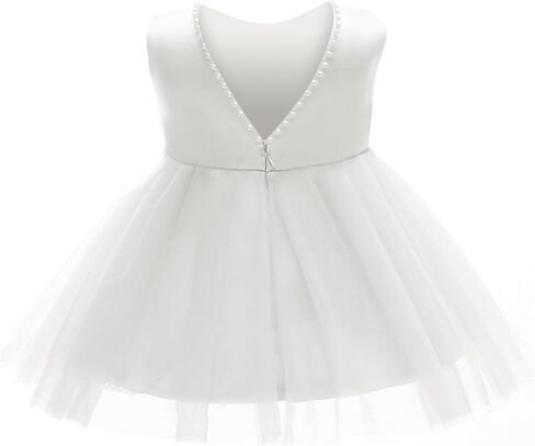 Baby Girls Formal Dress with Large Bowknot Tulle Backless Satin Party Birthday Baby Flower Girl Dresses in Saudi Arabia