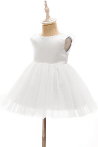 Baby Girls Formal Dress with Large Bowknot Tulle Backless Satin Party Birthday Baby Flower Girl Dresses in Saudi Arabia