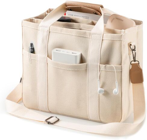 احصل على حقيبة حمل من القماش مع جيوب، وحقيبة كروس كبيرة للنساء، وحقيبة كتف كاجوال، وحقيبة حمل كل شيء مع مقصورات in Kuwait