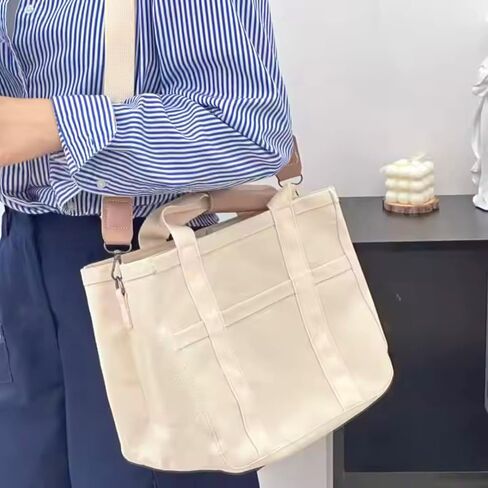 احصل على حقيبة حمل من القماش مع جيوب، وحقيبة كروس كبيرة للنساء، وحقيبة كتف كاجوال، وحقيبة حمل كل شيء مع مقصورات in Kuwait