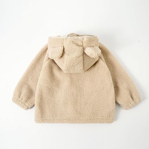 Miipat Toddler Girls Winter Coat Kids Fleece Hooded Jacket Zip Up Baby Thick Warm Outerwear Overcoat in Kuwait