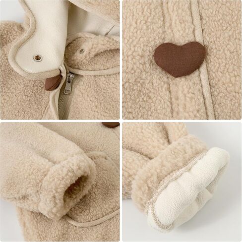 Miipat Toddler Girls Winter Coat Kids Fleece Hooded Jacket Zip Up Baby Thick Warm Outerwear Overcoat in Kuwait