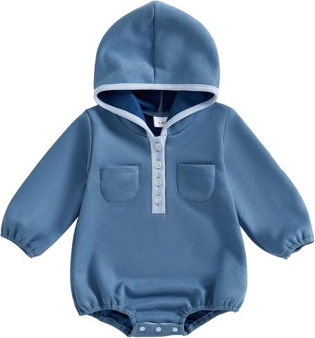 Newborn Baby Boy Girl Hoodies Cute Long Sleeve Sweatshirt Romper Jumpsuit Infant Fall Winter One Piece Outfit in Saudi Arabia