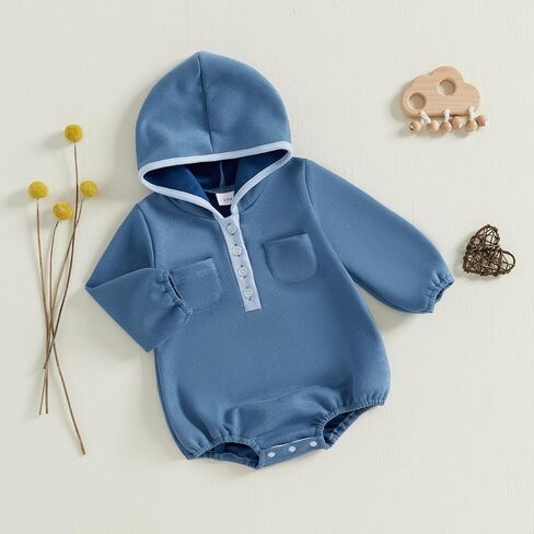 Newborn Baby Boy Girl Hoodies Cute Long Sleeve Sweatshirt Romper Jumpsuit Infant Fall Winter One Piece Outfit in Saudi Arabia