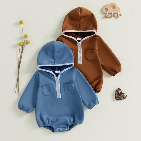 Newborn Baby Boy Girl Hoodies Cute Long Sleeve Sweatshirt Romper Jumpsuit Infant Fall Winter One Piece Outfit in Saudi Arabia