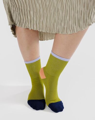 BAGGU Ribbed Sock - Ecru - M/L in Kuwait