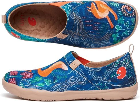 UIN Women's Walking Travel Shoes Slip On Canvas Casual Loafers Lightweight Comfort Fashion Sneaker China Art in Kuwait