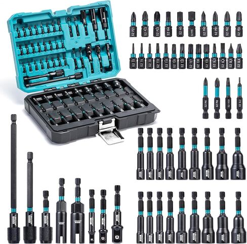 LIBRATON 54PCS Magnetic Nut Driver Set, Impact Drill Driver Bit 1/4", Metric & SAE Nut Driver for Impact Drill, Socket Adapters, Screwdriver Bits, Quick-Release Extension, Wing Nut Driver, Storage Box in Kuwait