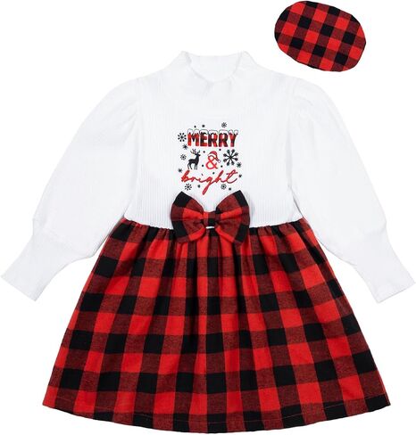Toddler Baby Girls Dress Plaid Ruffle Flannel Long Sleeve Button Zip A-Line Tiered Dress Fall Winter Outfits in Saudi Arabia