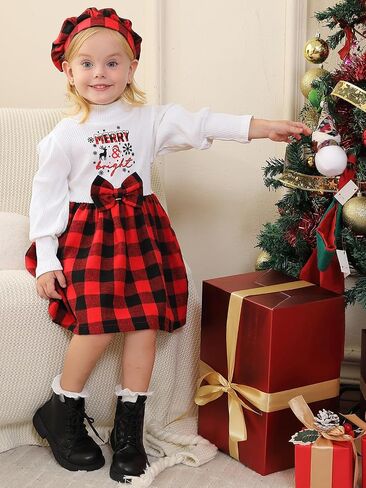 Toddler Baby Girls Dress Plaid Ruffle Flannel Long Sleeve Button Zip A-Line Tiered Dress Fall Winter Outfits in Saudi Arabia