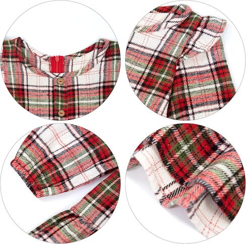 Toddler Baby Girls Dress Plaid Ruffle Flannel Long Sleeve Button Zip A-Line Tiered Dress Fall Winter Outfits in Kuwait