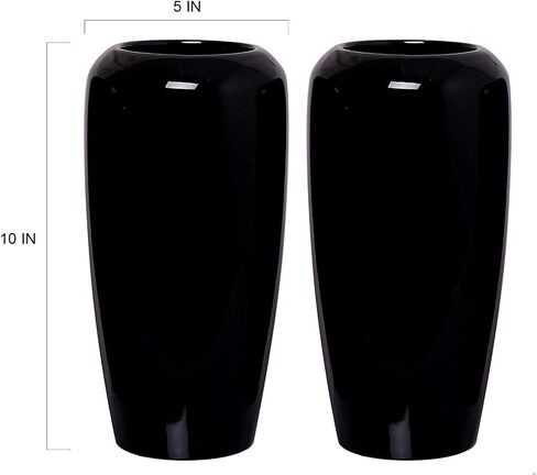 Hosley Set of 2 Grey Ceramic Vase 7.25" High. Ideal Gift for Home Weddings Party Spa Meditation Home Office in Kuwait