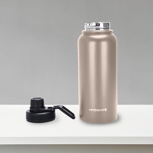 Hydrate 32oz Insulated Water Bottle with Straw - Double-Wall Vacuum Insulation - Chug and Straw Lid - Keeps Drinks Cold or Hot for Longer - Leak-Proof with Strap - Ideal for School - Chilli Pepper in Saudi Arabia