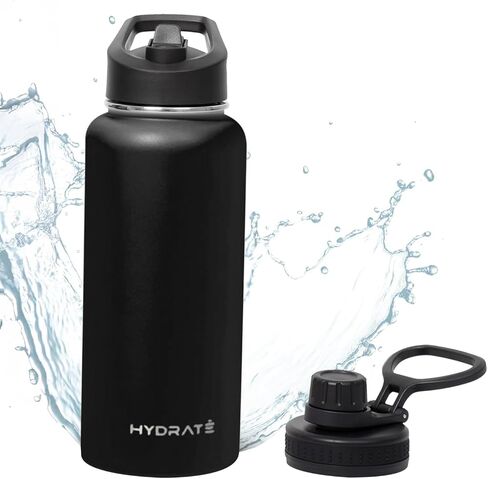 Hydrate 32oz Insulated Water Bottle with Straw - Double-Wall Vacuum Insulation - Chug and Straw Lid - Keeps Drinks Cold or Hot for Longer - Leak-Proof with Strap - Ideal for School - Chilli Pepper in Saudi Arabia