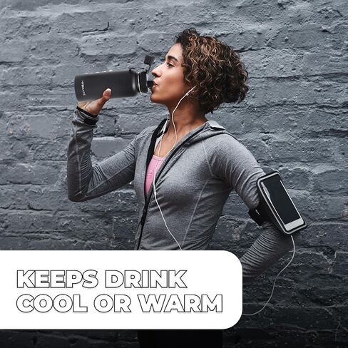 Hydrate 32oz Insulated Water Bottle with Straw - Double-Wall Vacuum Insulation - Chug and Straw Lid - Keeps Drinks Cold or Hot for Longer - Leak-Proof with Strap - Ideal for School - Chilli Pepper in Saudi Arabia