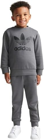 adidas Originals Infant/Toddler Boy's Trefoil Long-Sleeve Crewneck Sweatshirt and Jogger Pants Set (Grey Five) (US, Age, 2 Years, Grey Five) in Saudi Arabia