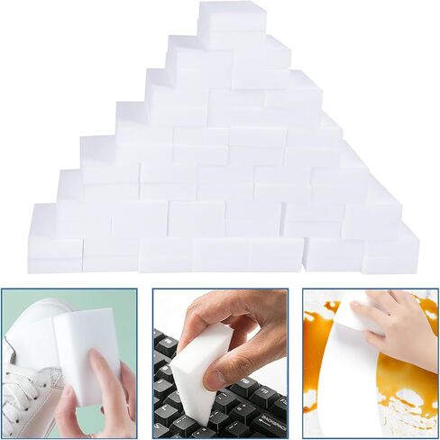 100 Pack Magic Sponge Eraser, Melamine Sponges Foam Pads in Bulk, Multi-Functional Household Cleaning Sponges for Kitchen, Furniture, Bathtub, Bathroom, Wall Cleaner in Saudi Arabia
