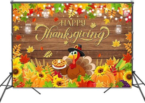 Happy Thanksgiving Backdrop 7x5ft Fall Pumpkins Turkey Thanksgiving Day Party Decorations Maple Leaves Fall Harvest Banner Photo Booth Props in Saudi Arabia
