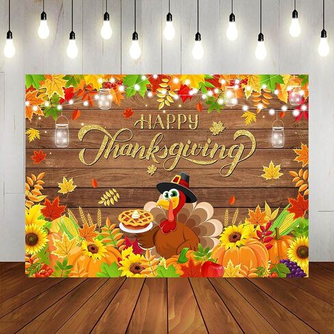 Happy Thanksgiving Backdrop 7x5ft Fall Pumpkins Turkey Thanksgiving Day Party Decorations Maple Leaves Fall Harvest Banner Photo Booth Props in Saudi Arabia