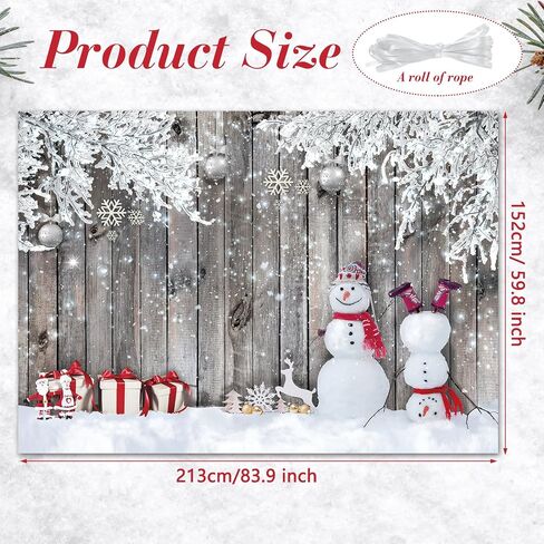 Blulu Christmas Backdrop for Photography, Fabric Wood Background Winter Snowman Photography Backdrop Merry Christmas Photography Background New Year Party Christmas Photography Prop (83.9 x 59.8 Inch) in Kuwait