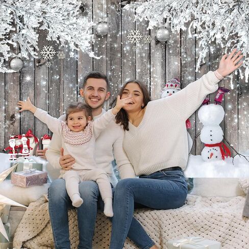 Blulu Christmas Backdrop for Photography, Fabric Wood Background Winter Snowman Photography Backdrop Merry Christmas Photography Background New Year Party Christmas Photography Prop (83.9 x 59.8 Inch) in Kuwait