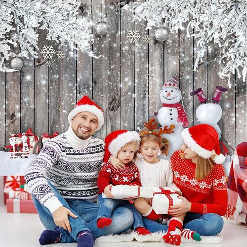 Blulu Christmas Backdrop for Photography, Fabric Wood Background Winter Snowman Photography Backdrop Merry Christmas Photography Background New Year Party Christmas Photography Prop (83.9 x 59.8 Inch) in Kuwait
