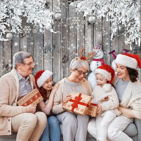 Blulu Christmas Backdrop for Photography, Fabric Wood Background Winter Snowman Photography Backdrop Merry Christmas Photography Background New Year Party Christmas Photography Prop (83.9 x 59.8 Inch) in Kuwait