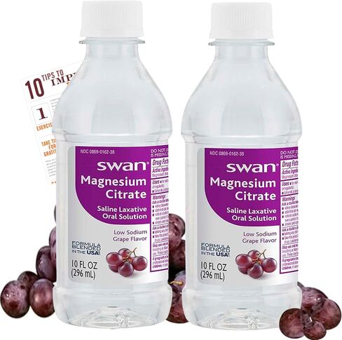 Bleam Health 2 Pack Swan Magnesium Citrate Oral Solution 10 Oz Each Cherry Flavor - Gentle and Effective Liquid Laxative for Regularity Digestive Health Tip Card - 2 Pack in Saudi Arabia