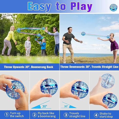 Flying Orb Ball – 2024 Upgraded Galaxy Boomerang Ball, LED Colorful Hover Ball Toy, Magic Spinning Flying Ball for or 6 7 8+ Year Old Boys Girls Indoor & Outdoor Fun Xmas Gifts (Blue) in Saudi Arabia