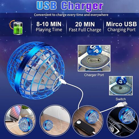 Flying Orb Ball – 2024 Upgraded Galaxy Boomerang Ball, LED Colorful Hover Ball Toy, Magic Spinning Flying Ball for or 6 7 8+ Year Old Boys Girls Indoor & Outdoor Fun Xmas Gifts (Blue) in Saudi Arabia