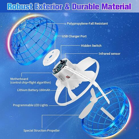 Flying Orb Ball – 2024 Upgraded Galaxy Boomerang Ball, LED Colorful Hover Ball Toy, Magic Spinning Flying Ball for or 6 7 8+ Year Old Boys Girls Indoor & Outdoor Fun Xmas Gifts (Blue) in Saudi Arabia