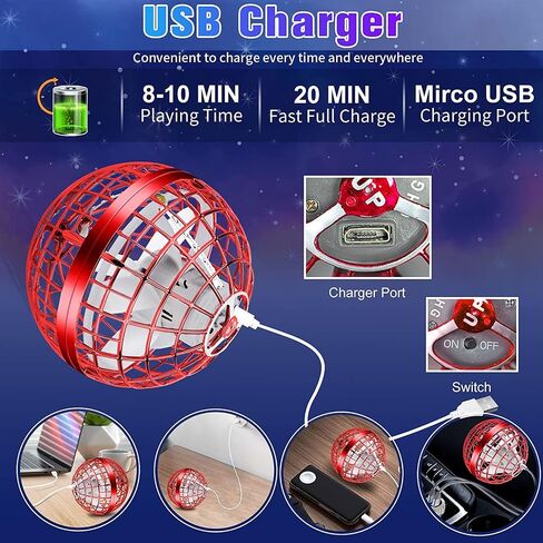 Flying Orb Ball – 2024 Upgraded Galaxy Boomerang Ball, LED Colorful Hover Ball Toy, Magic Spinning Flying Ball for or 6 7 8+ Year Old Boys Girls Indoor & Outdoor Fun Xmas Gifts (Blue) in Saudi Arabia