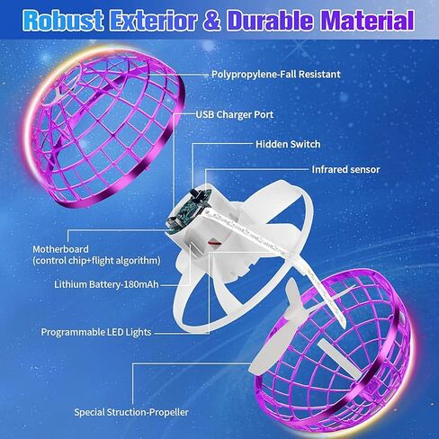 Flying Orb Ball – 2024 Upgraded Galaxy Boomerang Ball, LED Colorful Hover Ball Toy, Magic Spinning Flying Ball for or 6 7 8+ Year Old Boys Girls Indoor & Outdoor Fun Xmas Gifts (Blue) in Saudi Arabia