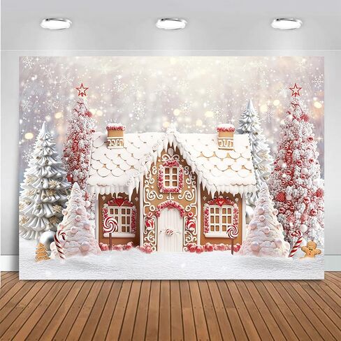 mocsicka عيد الميلاد الزنجبيل منزل خلفية الشتاء ندفة الثلج خلفية الزنجبيل منزل زينة عيد الميلاد لCandyland تحت عنوان راية صور كشك الدعائم (أبيض، 7x5ft (82x60 بوصة)) in Saudi Arabia