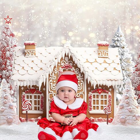 mocsicka عيد الميلاد الزنجبيل منزل خلفية الشتاء ندفة الثلج خلفية الزنجبيل منزل زينة عيد الميلاد لCandyland تحت عنوان راية صور كشك الدعائم (أبيض، 7x5ft (82x60 بوصة)) in Saudi Arabia
