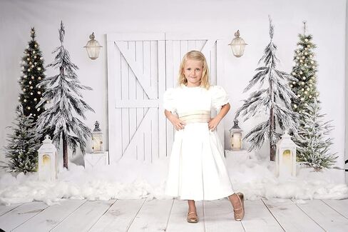Kate 10x6.5ft Christmas Backdrop Winter Snow Tree Backdrops for Photography White Barn Door Kids Holiday Background Studio Props in Saudi Arabia