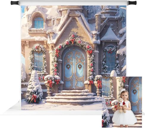 Kate 10x6.5ft Christmas Backdrop Winter Snow Tree Backdrops for Photography White Barn Door Kids Holiday Background Studio Props in Saudi Arabia