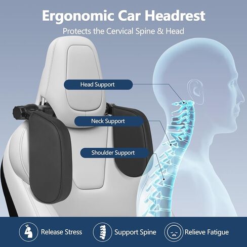 Car Headrest Pillow, U Shaped Car Sleeping Pillow, 180° Adjustable, Head, Neck Support Pillow, Improve Head and Neck Posture, Adjust Sleep Position, Suitable for Kids and Adults in Saudi Arabia