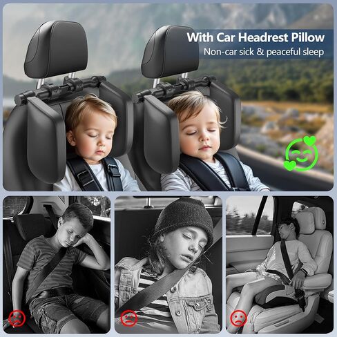 Car Headrest Pillow, U Shaped Car Sleeping Pillow, 180° Adjustable, Head, Neck Support Pillow, Improve Head and Neck Posture, Adjust Sleep Position, Suitable for Kids and Adults in Saudi Arabia