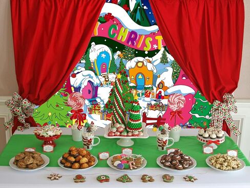 مرحبًا بكم في خلفية Whoville لخلفية الشتاء لشجرة عيد الميلاد وقرية عيد الميلاد وخلفية التصوير الفوتوغرافي لعيد الميلاد الخيالي المتحركة للأطفال في حفلات العطلات (7 × 5 أقدام (82 × 59 بوصة)) in Kuwait