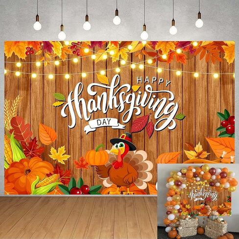 Happy Thanksgiving Backdrop Fall Thanksgiving Day Turkey Pumpkin Brown Wood Photography Background Welcome Autumn Thanksgiving Harvest Party Decorations 8x6FT in Saudi Arabia