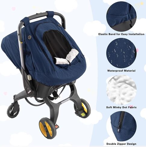 Winter Baby Car Seat Cover, Windproof Infant Warm Carseat Canopy with Breathable Mesh Window for Newborn Boys and Girls（Navy Blue） in Saudi Arabia