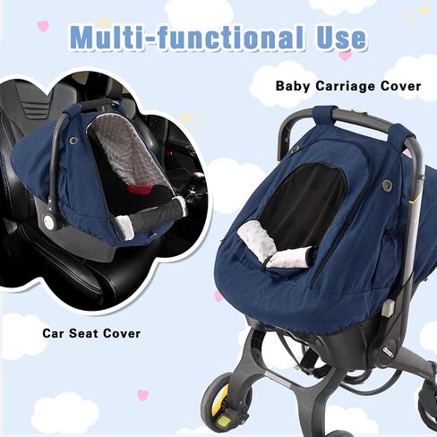 Winter Baby Car Seat Cover, Windproof Infant Warm Carseat Canopy with Breathable Mesh Window for Newborn Boys and Girls（Navy Blue） in Saudi Arabia
