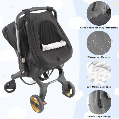 Winter Baby Car Seat Cover, Windproof Infant Warm Carseat Canopy with Breathable Mesh Window for Newborn Boys and Girls（Navy Blue） in Saudi Arabia