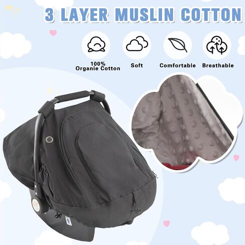 Winter Baby Car Seat Cover, Windproof Infant Warm Carseat Canopy with Breathable Mesh Window for Newborn Boys and Girls（Navy Blue） in Saudi Arabia