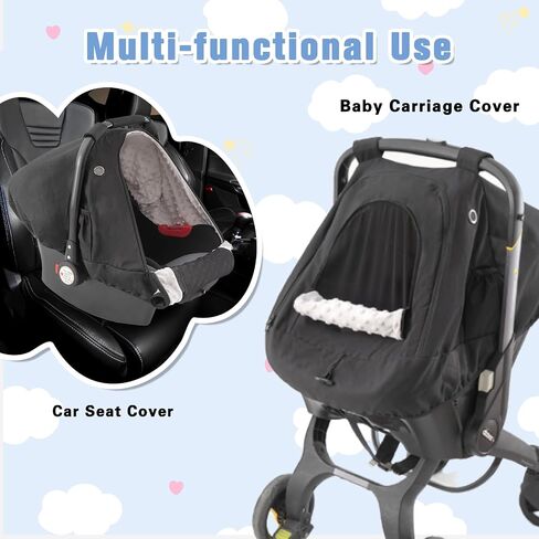 Winter Baby Car Seat Cover, Windproof Infant Warm Carseat Canopy with Breathable Mesh Window for Newborn Boys and Girls（Navy Blue） in Saudi Arabia