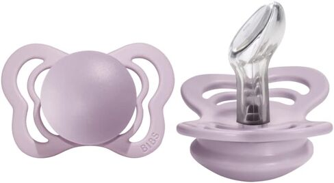 لهايات BIBS - مجموعة الأزياء الراقية | لهاية أطفال خالية من مادة BPA | صنع في الدنمارك | مجموعة من 2 لهايات فاخرة بلون أرجواني داكن | الحجم 6-18 شهرا in Kuwait